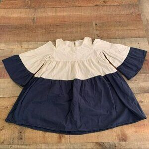 Hayden Girls Navy And White Color block Tunic With Cutout Shoulder 11-12